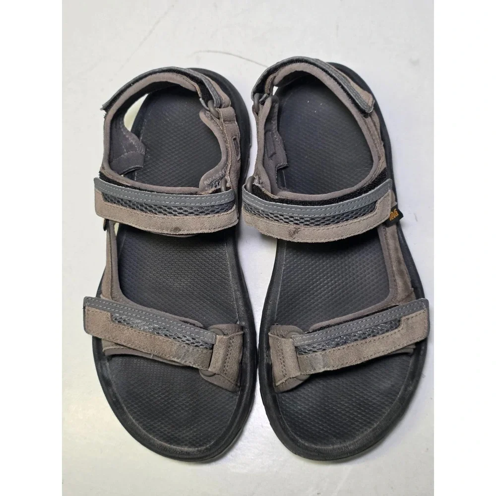 Teva Hudson‎ Men's Sandals Size 9 Gray Suede Fabric Hiking Outdoor Walking Shoes